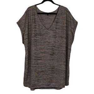 George Relaxed Tunic Top Womens Plus Size 4X Brown Vneck Short Sleeve